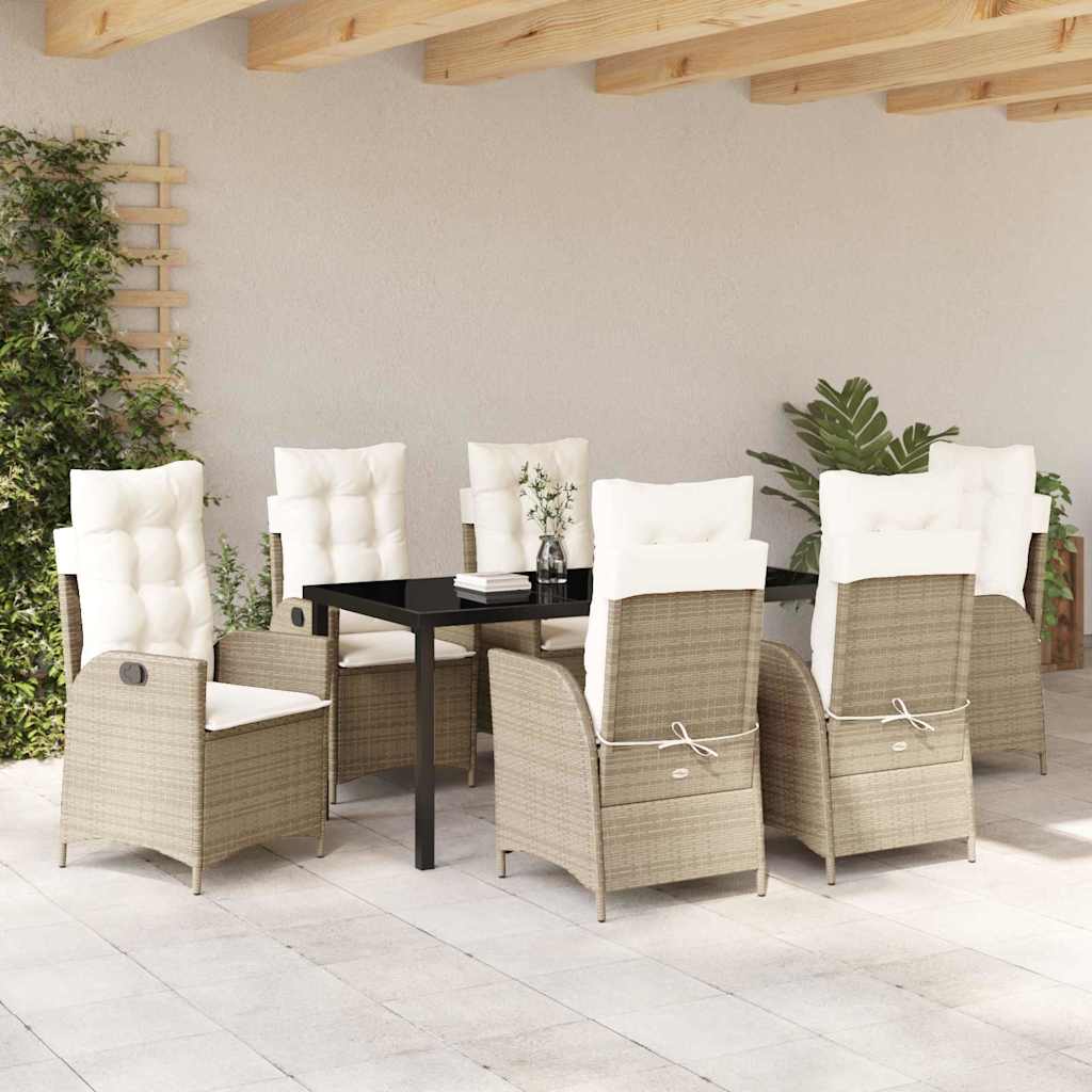 Ensemble de salle à manger pour jardin 7 pcs Beige polyrotin - XIOS