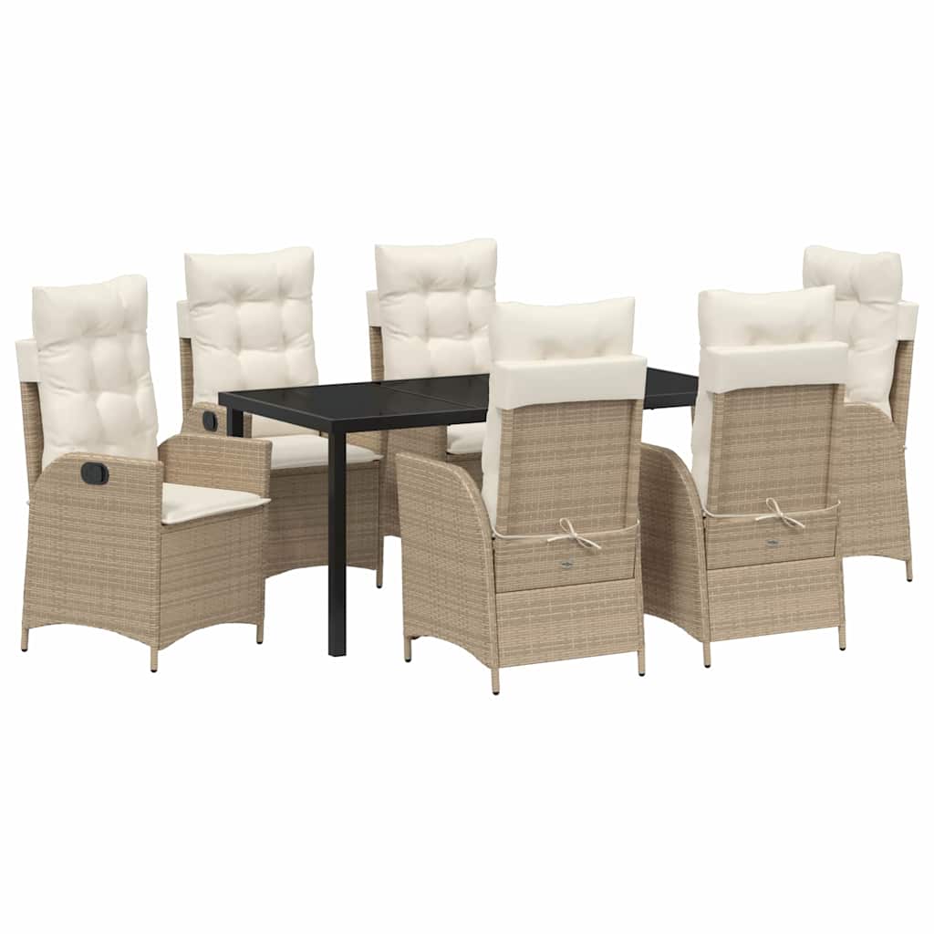 Ensemble de salle à manger pour jardin 7 pcs Beige polyrotin - XIOS