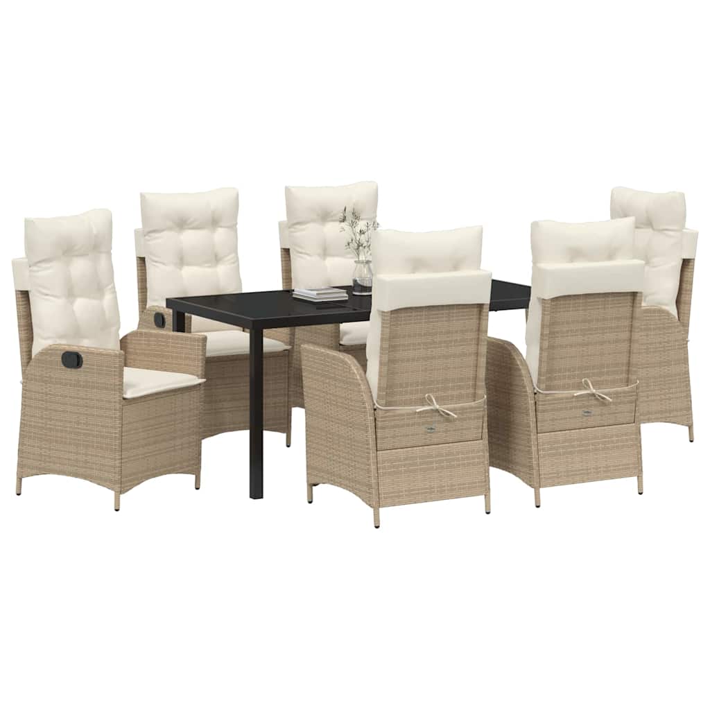 Ensemble de salle à manger pour jardin 7 pcs Beige polyrotin - XIOS