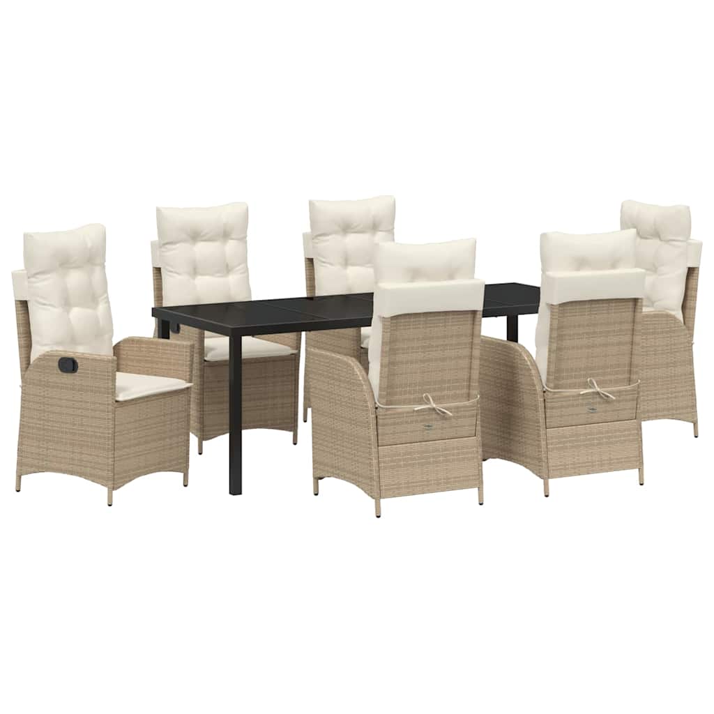 Ensemble de salle à manger pour jardin 7 pcs Beige polyrotin - XIOS