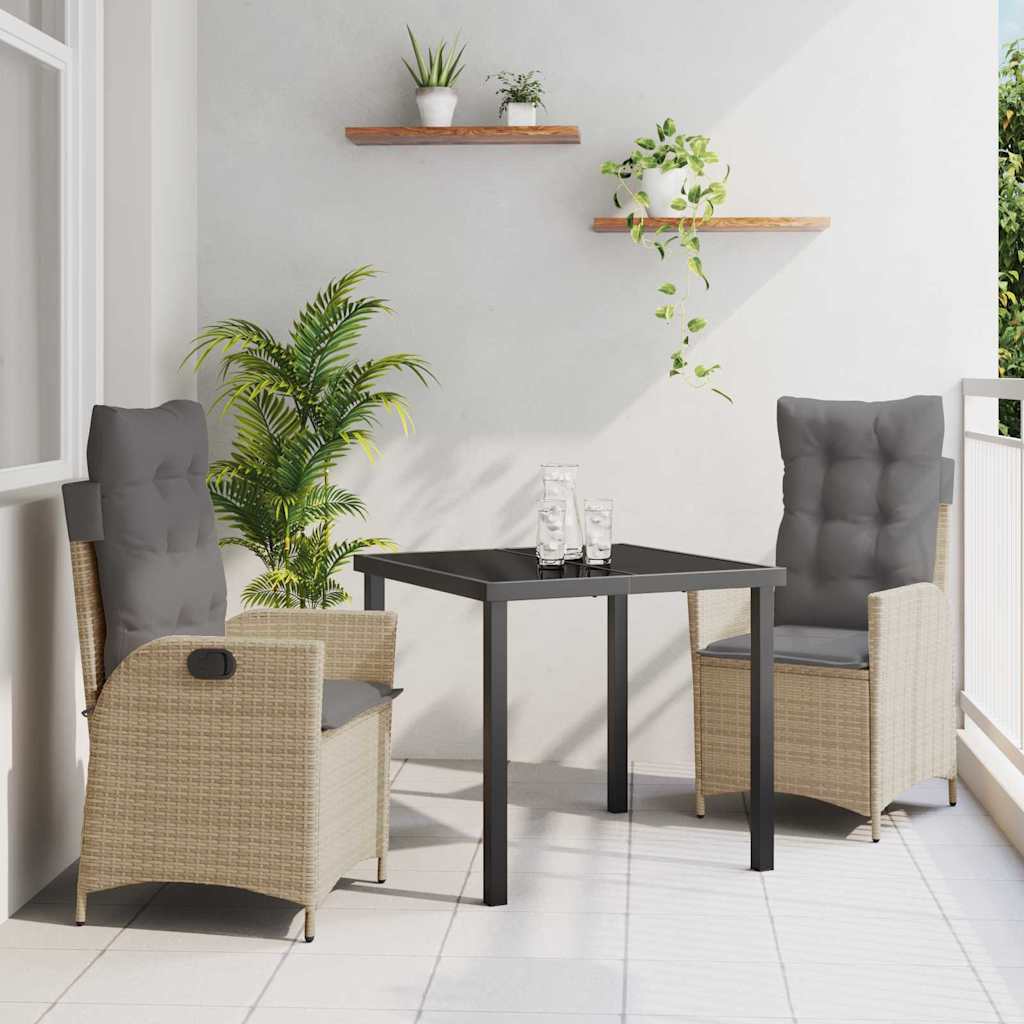 Ensemble de salle à manger pour jardin 3 pcs Beige polyrotin - XIOS