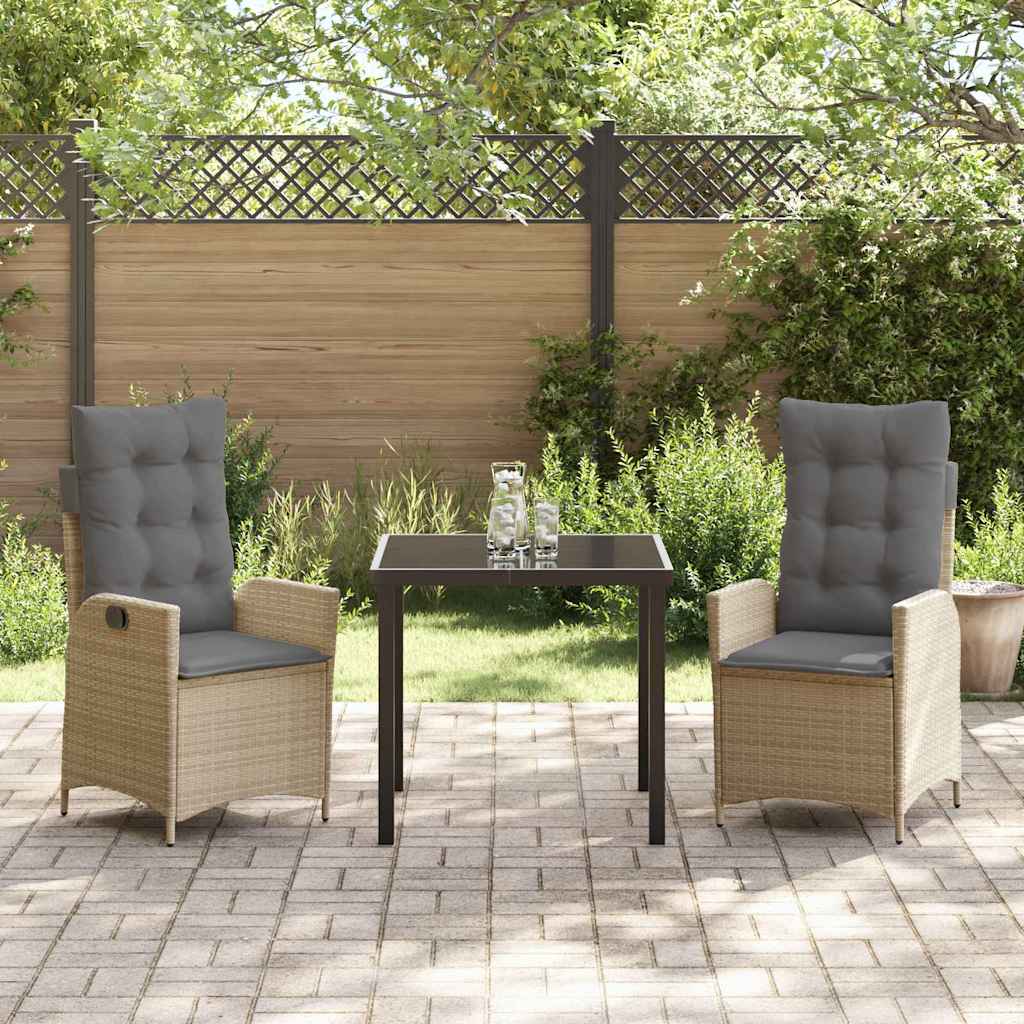 Ensemble de salle à manger pour jardin 3 pcs Beige polyrotin - XIOS