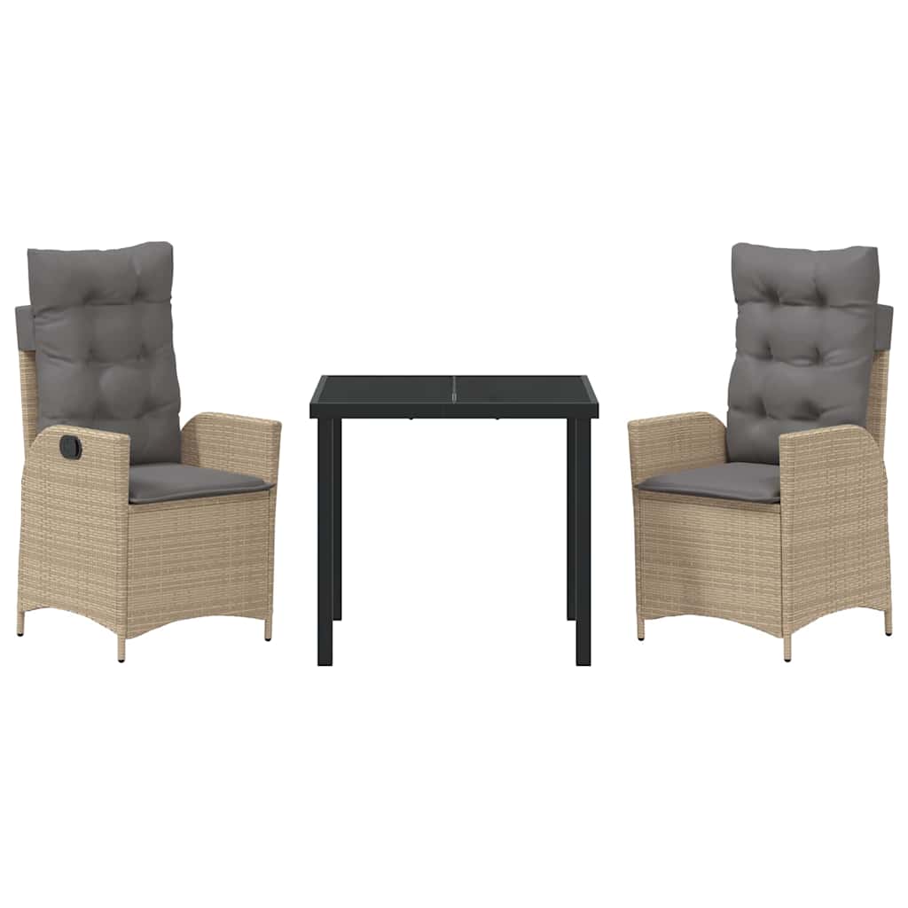 Ensemble de salle à manger pour jardin 3 pcs Beige polyrotin - XIOS