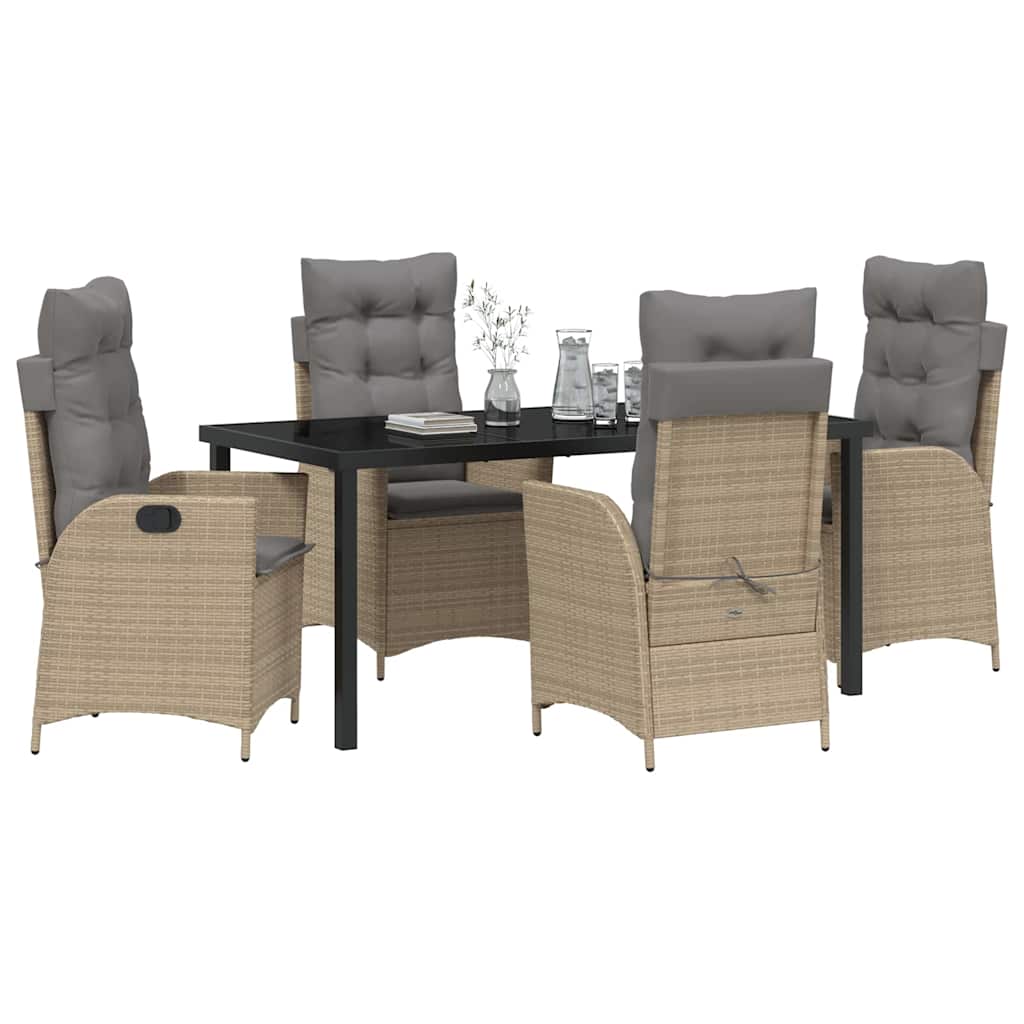 Ensemble de salle à manger pour jardin 5 pcs Beige polyrotin - XIOS