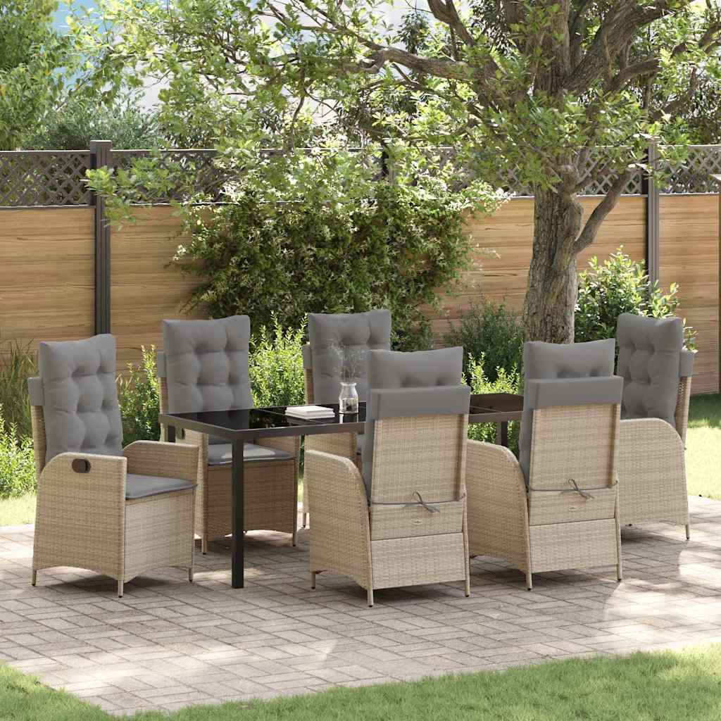 Ensemble de salle à manger pour jardin 7 pcs Beige polyrotin - XIOS