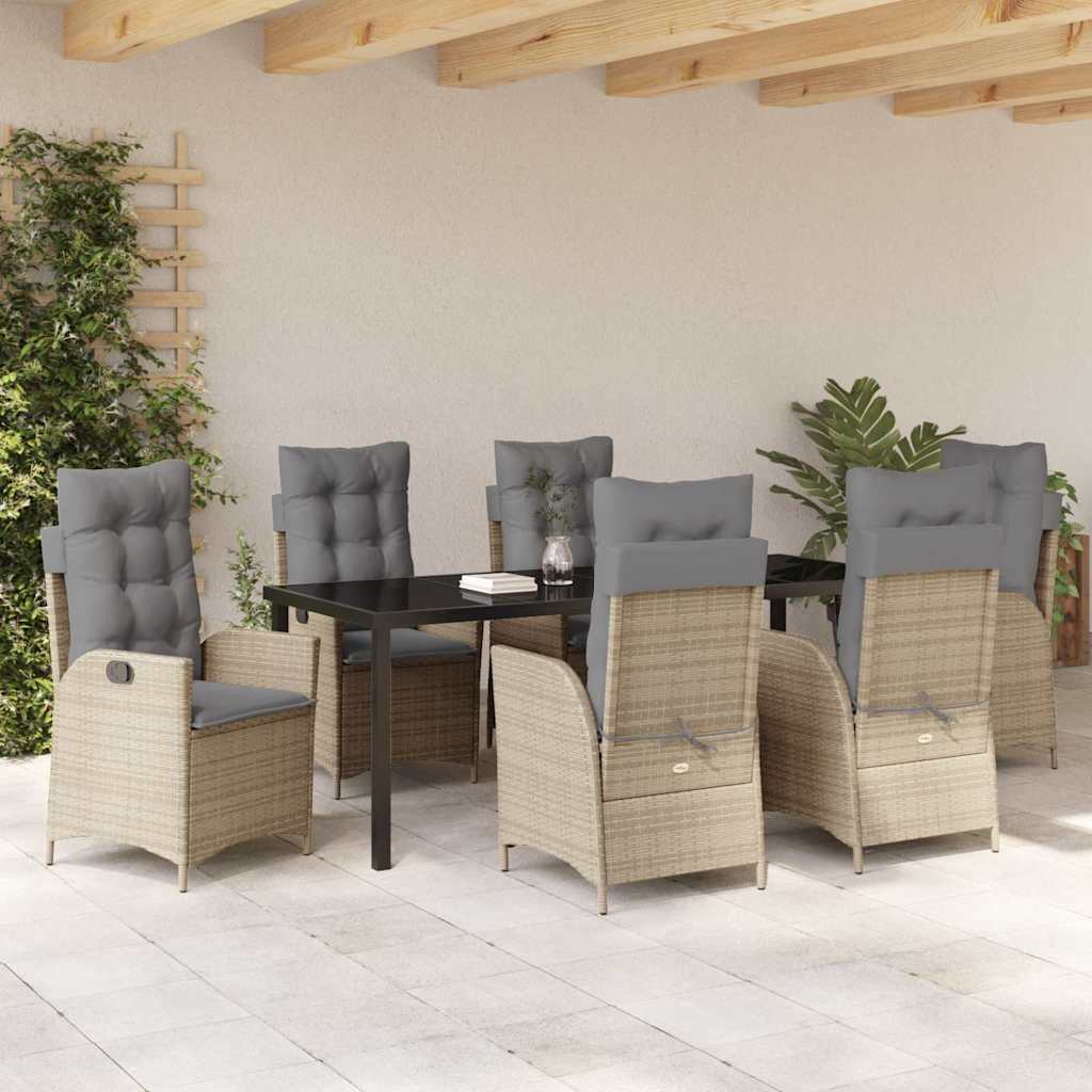 Ensemble de salle à manger pour jardin 7 pcs Beige polyrotin - XIOS