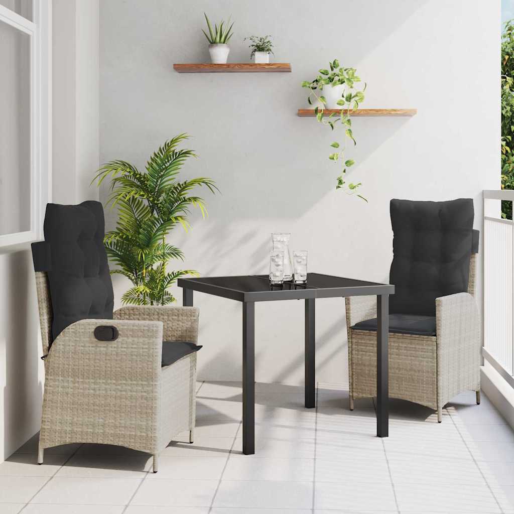 Ensemble de salle à manger pour jardin 3 pcs Gris clair - XIOS