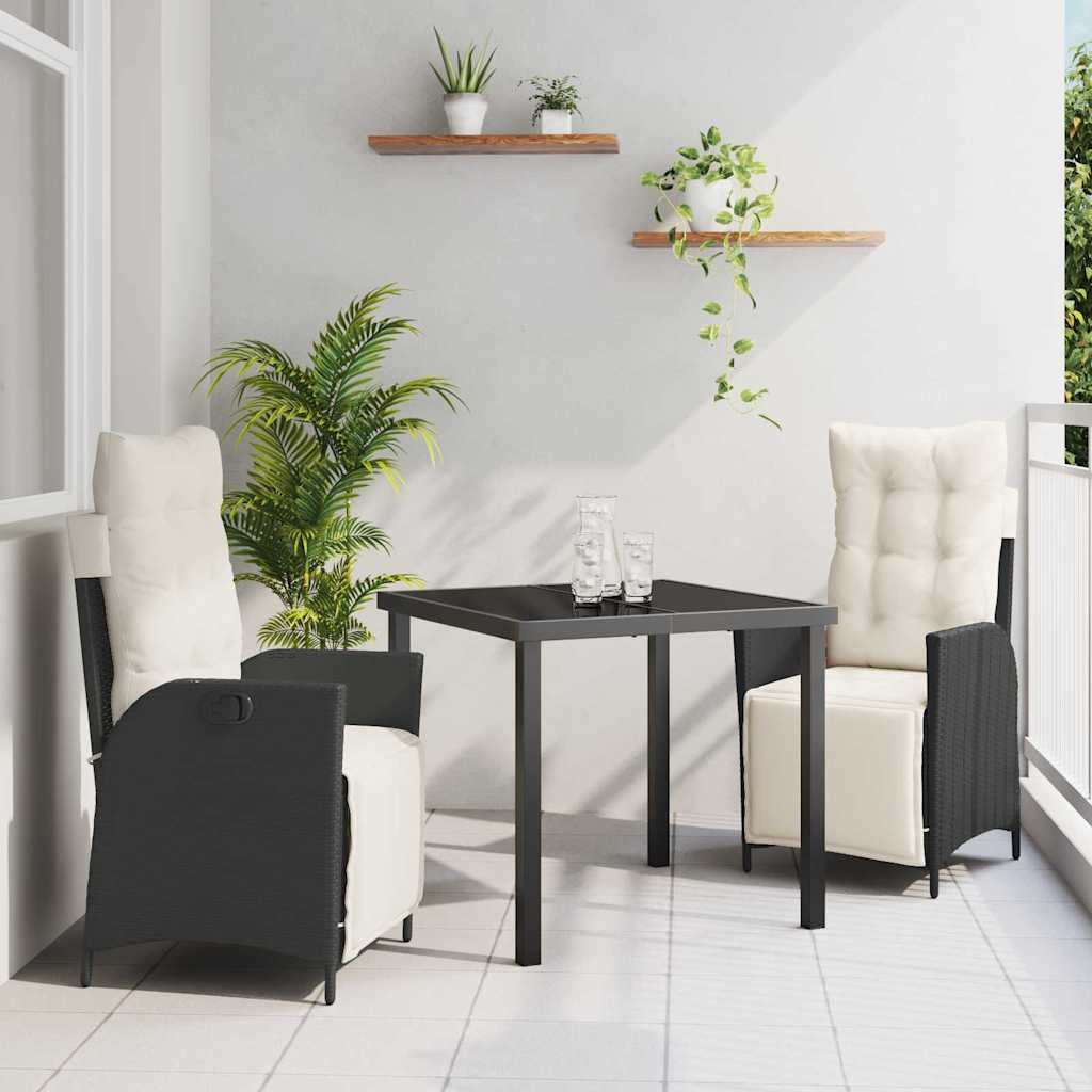 Ensemble de salle à manger pour jardin 3 pcs Noir polyrotin - XIOS