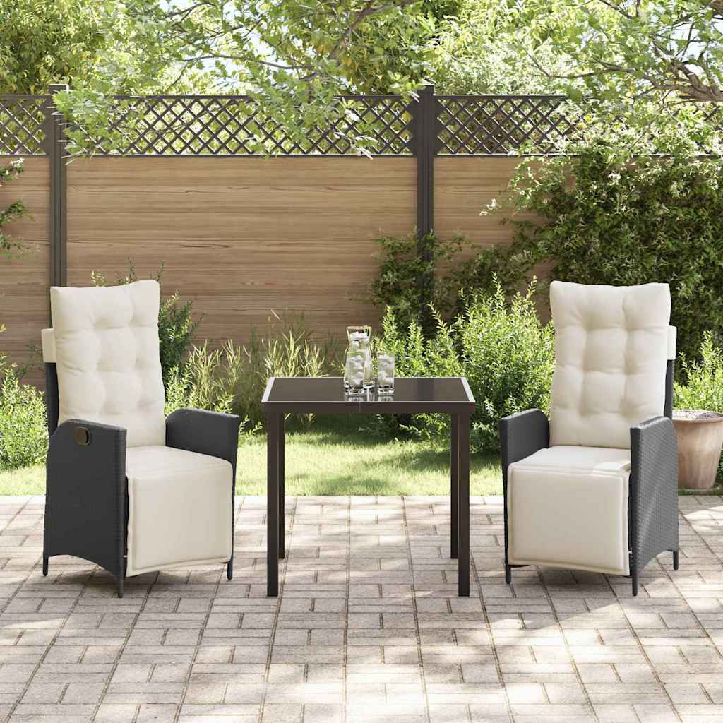 Ensemble de salle à manger pour jardin 3 pcs Noir polyrotin - XIOS