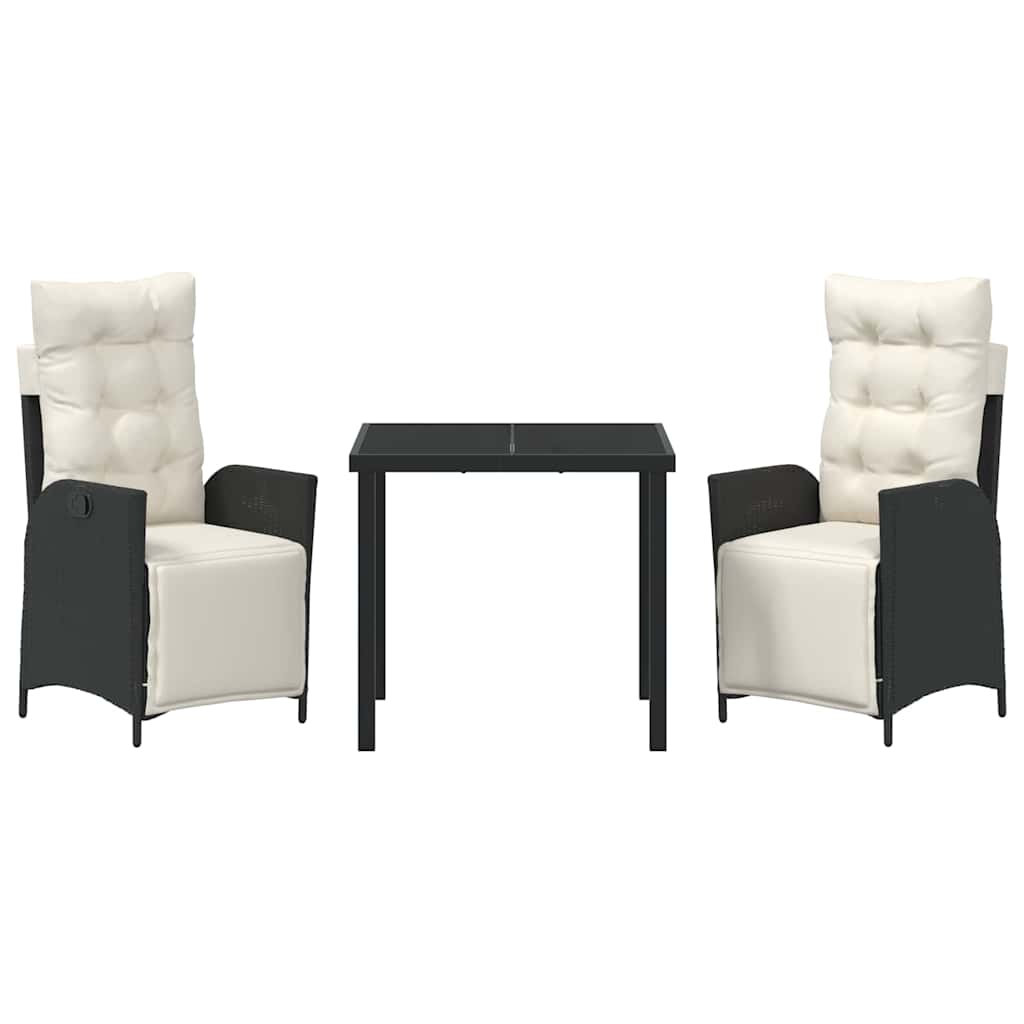 Ensemble de salle à manger pour jardin 3 pcs Noir polyrotin - XIOS