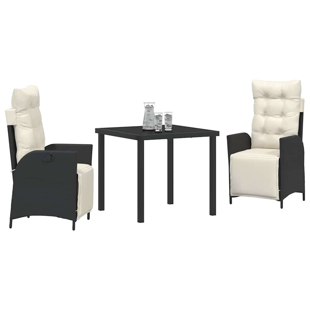 Ensemble de salle à manger pour jardin 3 pcs Noir polyrotin - XIOS
