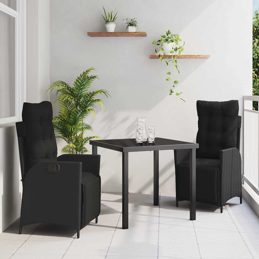 Ensemble de salle à manger pour jardin 3 pcs Noir polyrotin - XIOS