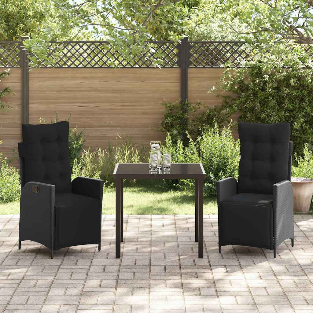Ensemble de salle à manger pour jardin 3 pcs Noir polyrotin - XIOS