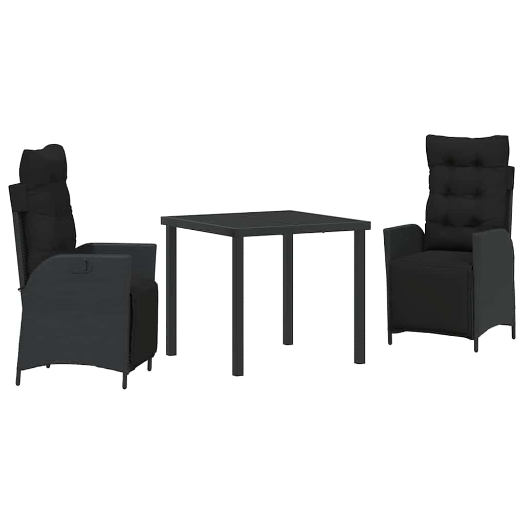 Ensemble de salle à manger pour jardin 3 pcs Noir polyrotin - XIOS