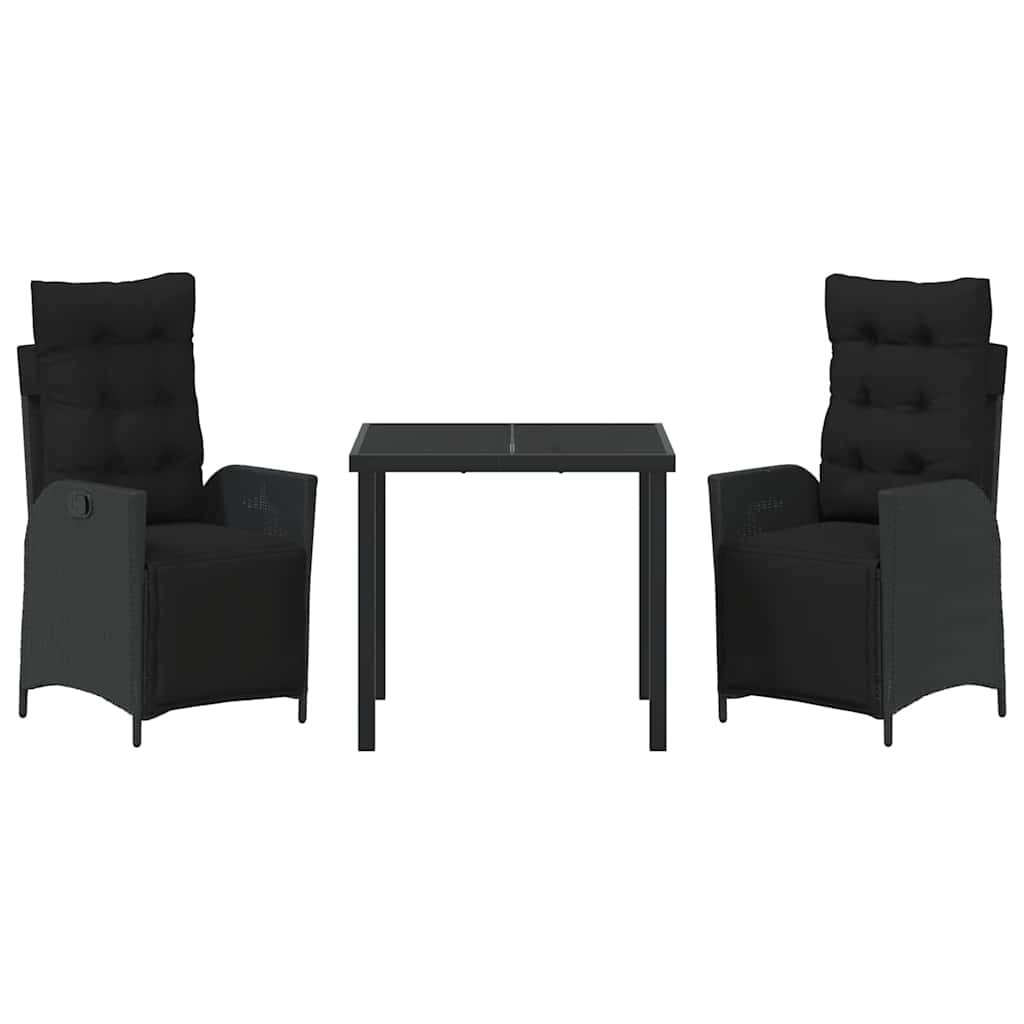Ensemble de salle à manger pour jardin 3 pcs Noir polyrotin - XIOS