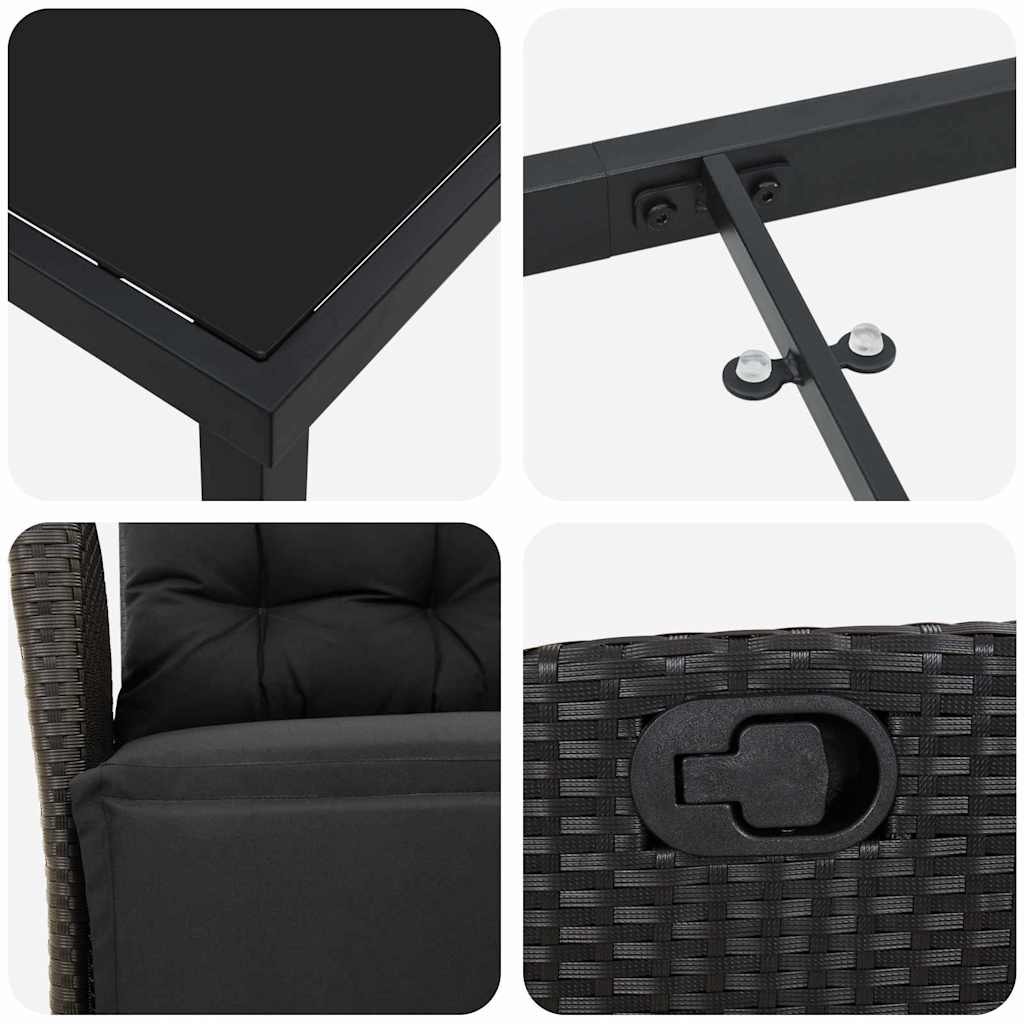 Ensemble de salle à manger pour jardin 5 pcs Noir polyrotin - XIOS