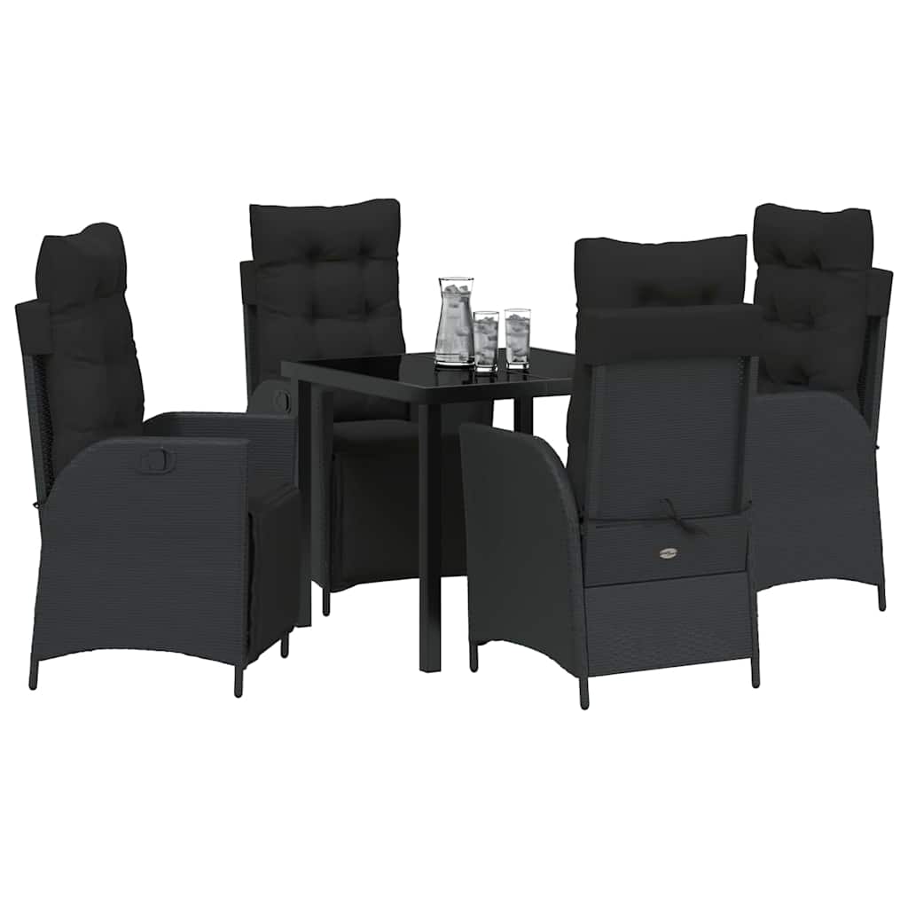 Ensemble de salle à manger pour jardin 5 pcs Noir polyrotin - XIOS