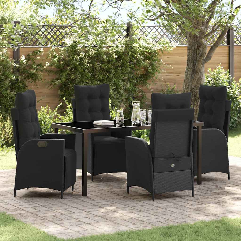 Ensemble de salle à manger pour jardin 5 pcs Noir polyrotin - XIOS