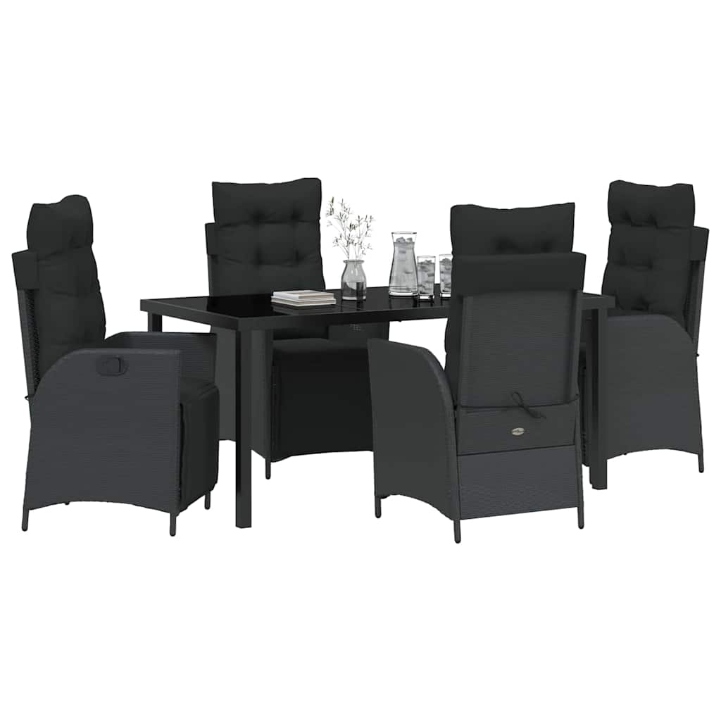 Ensemble de salle à manger pour jardin 5 pcs Noir polyrotin - XIOS