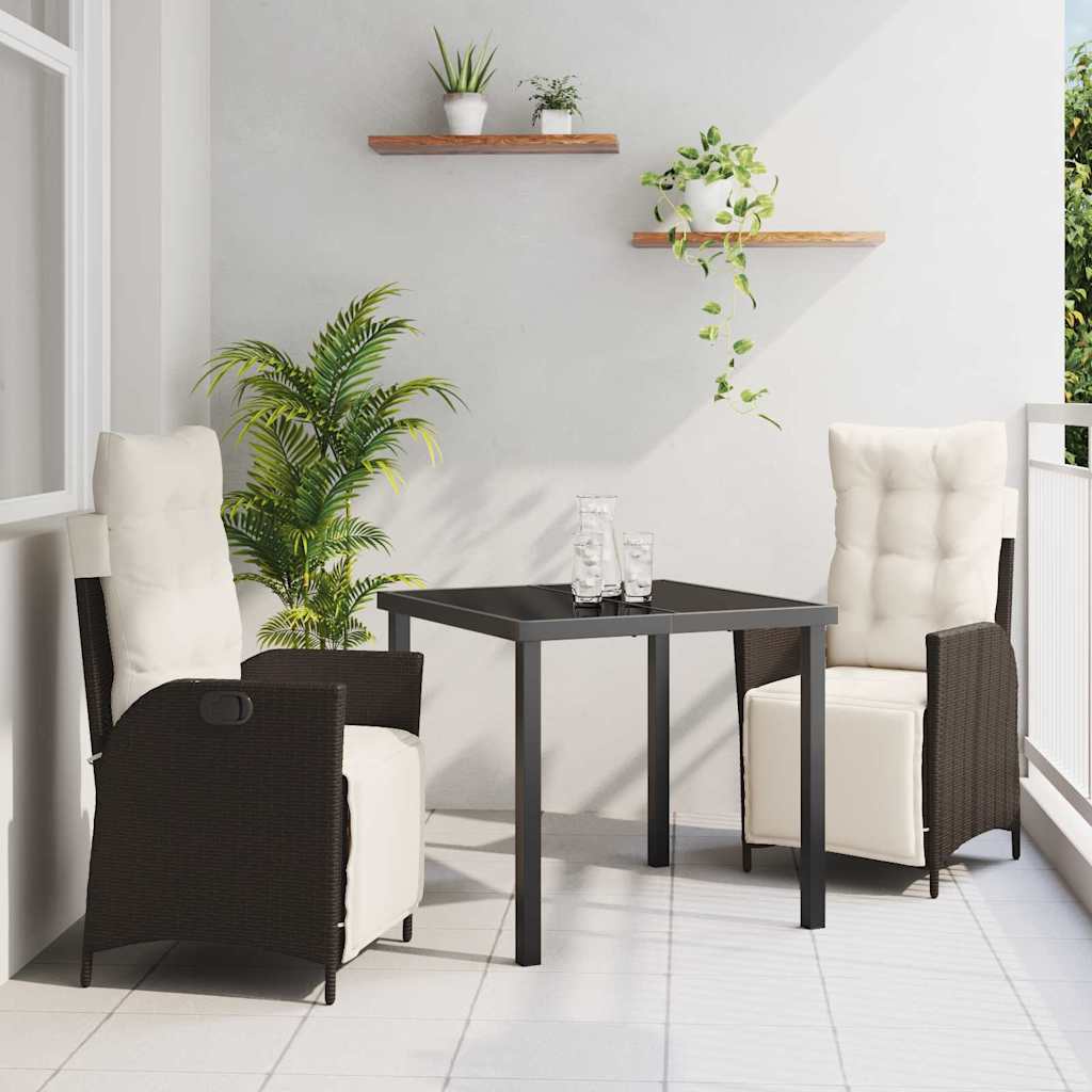Ensemble de salle à manger pour jardin 3 pcs Marron polyrotin - XIOS