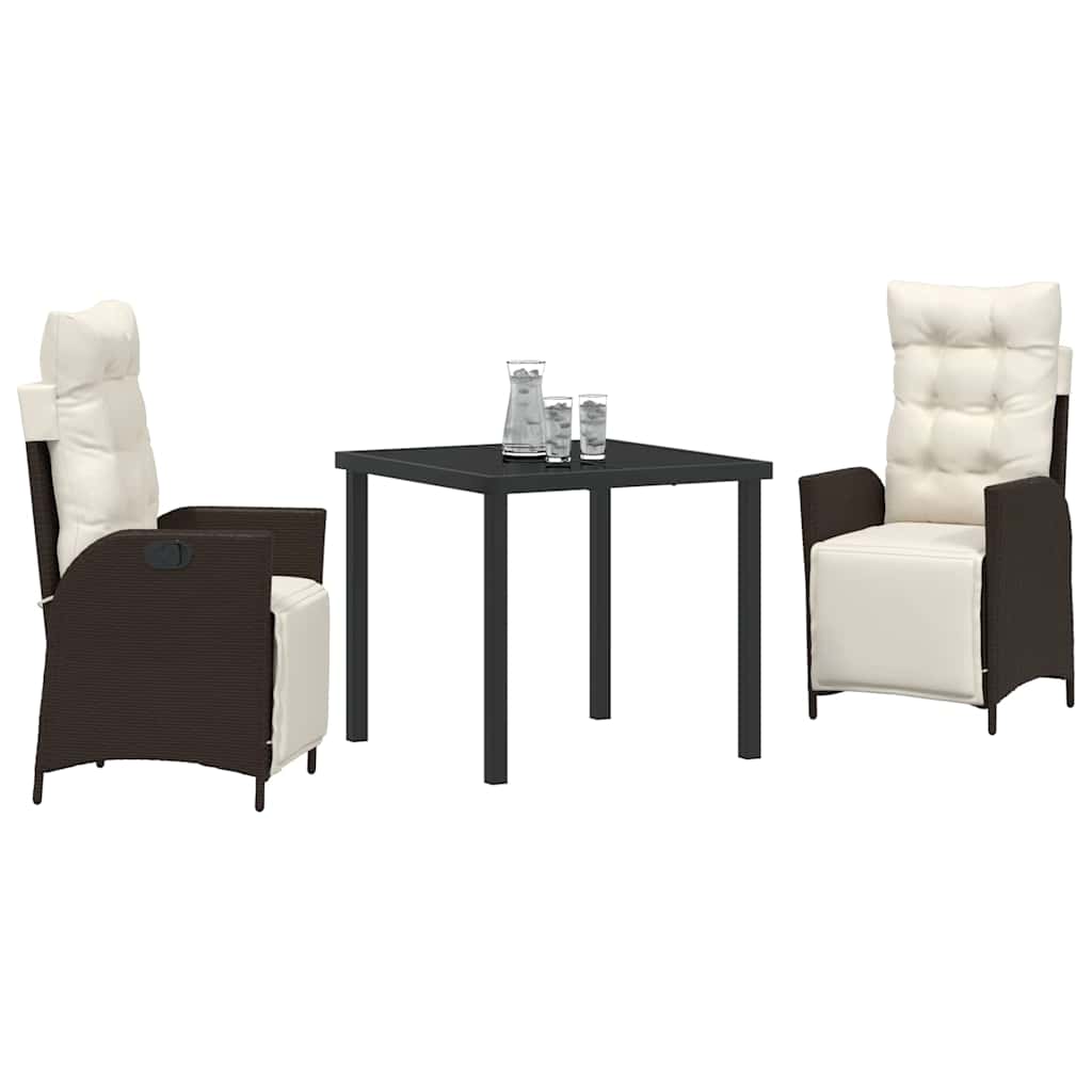 Ensemble de salle à manger pour jardin 3 pcs Marron polyrotin - XIOS