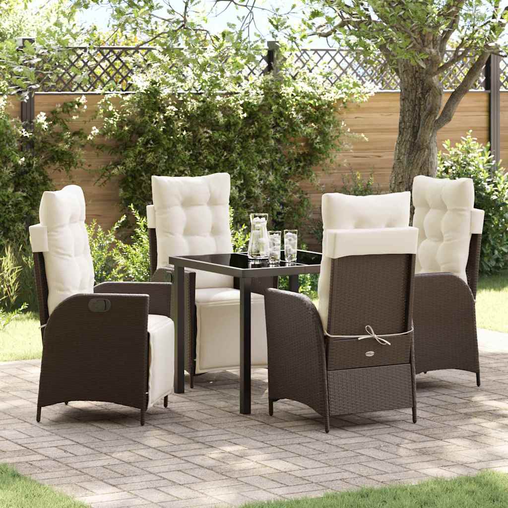 Ensemble de salle à manger pour jardin 5 pcs Marron polyrotin - XIOS