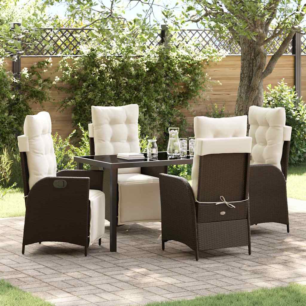 Ensemble de salle à manger pour jardin 5 pcs Marron polyrotin - XIOS