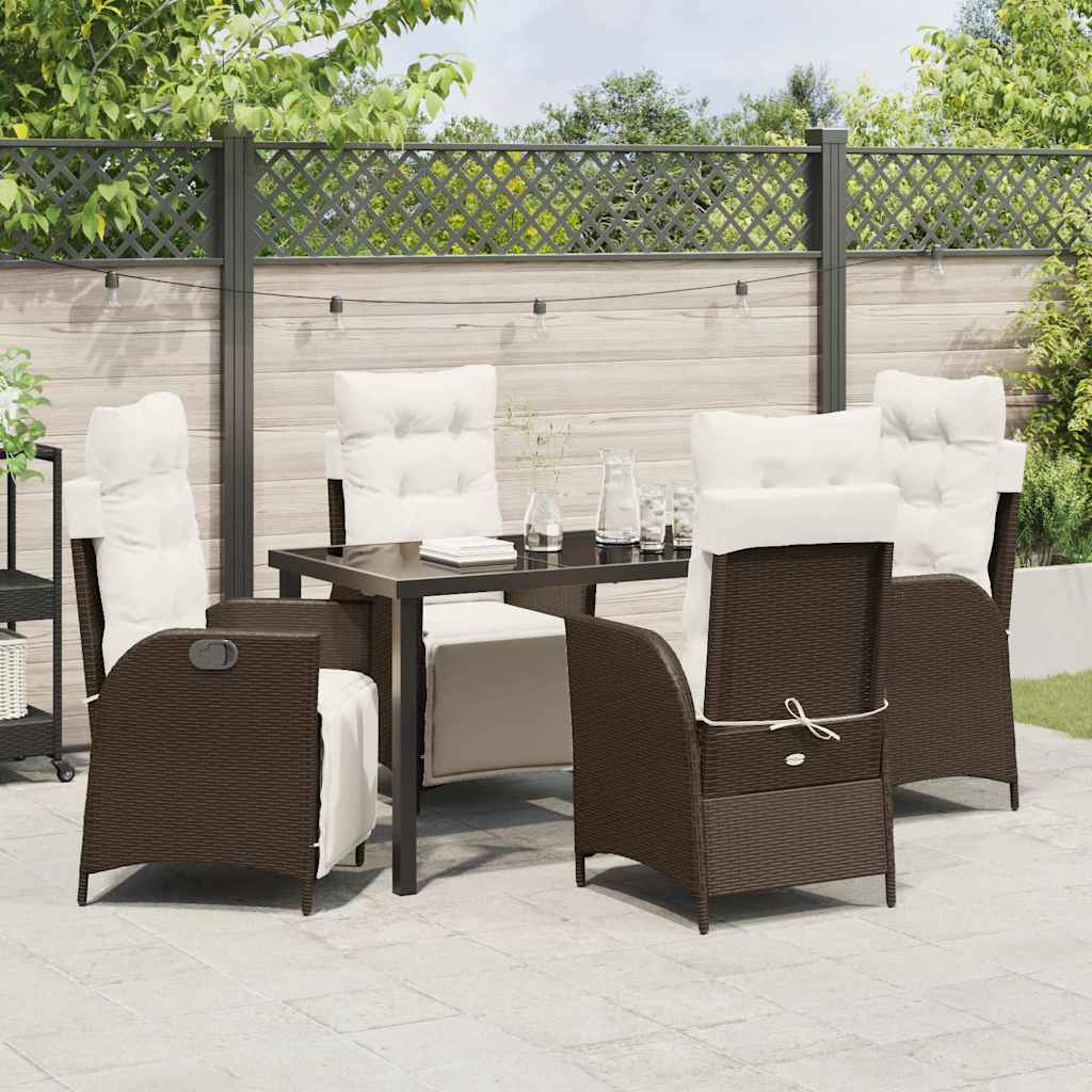 Ensemble de salle à manger pour jardin 5 pcs Marron polyrotin - XIOS