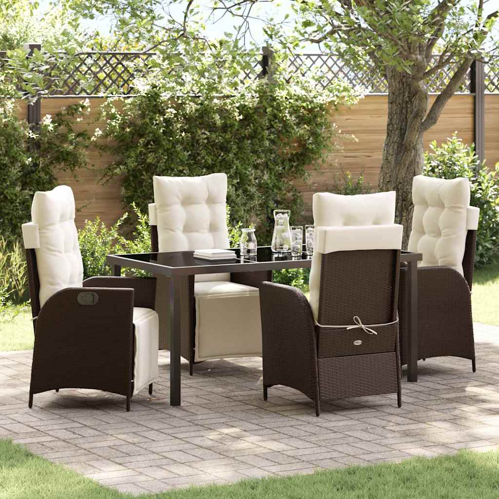 Ensemble de salle à manger pour jardin 5 pcs Marron polyrotin - XIOS
