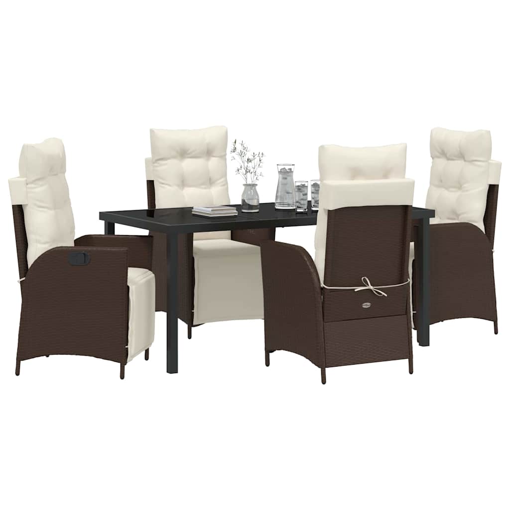 Ensemble de salle à manger pour jardin 5 pcs Marron polyrotin - XIOS