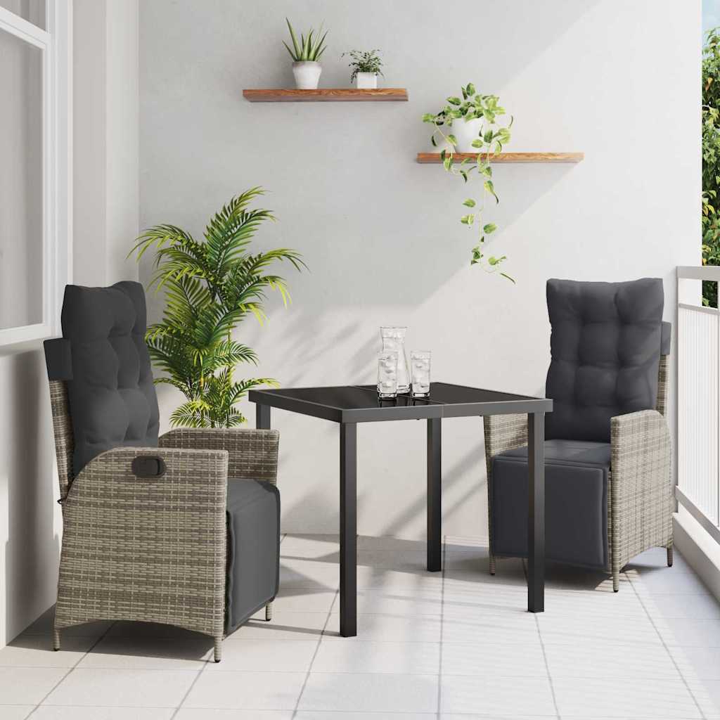 Ensemble de salle à manger pour jardin 3 pcs Gris polyrotin - XIOS