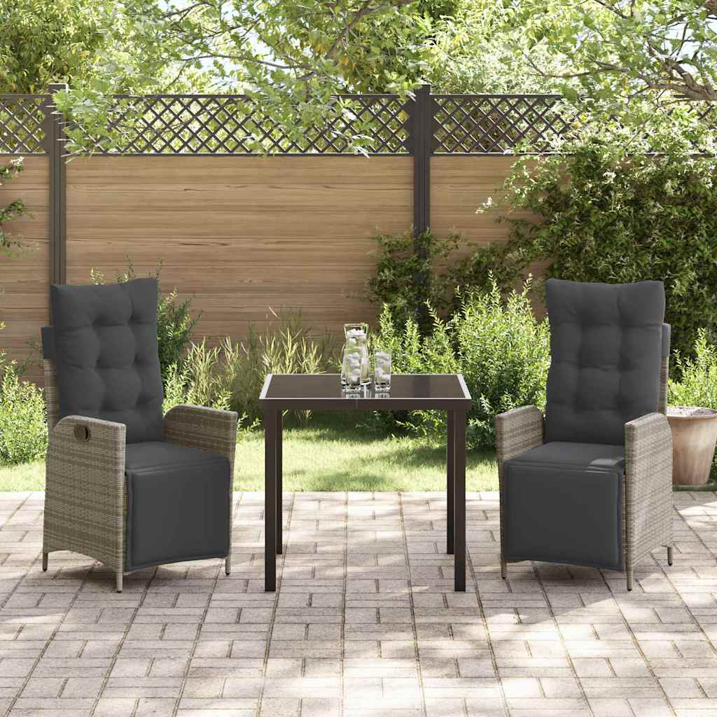 Ensemble de salle à manger pour jardin 3 pcs Gris polyrotin - XIOS