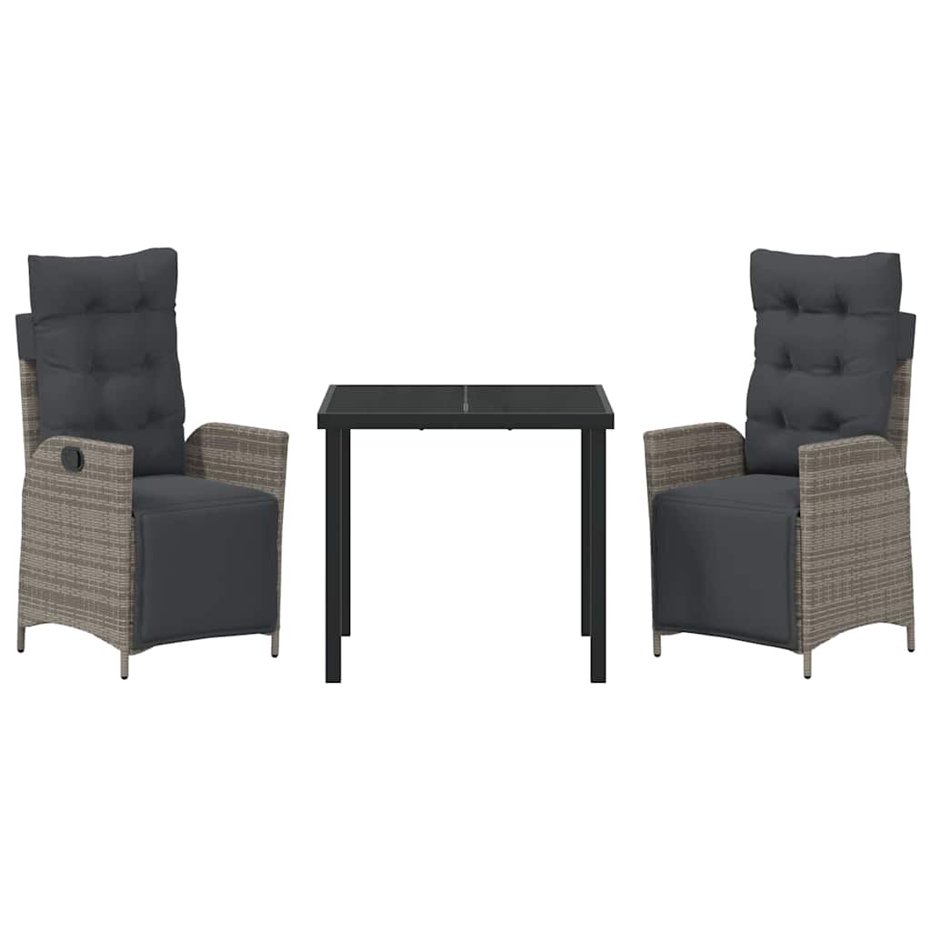Ensemble de salle à manger pour jardin 3 pcs Gris polyrotin - XIOS