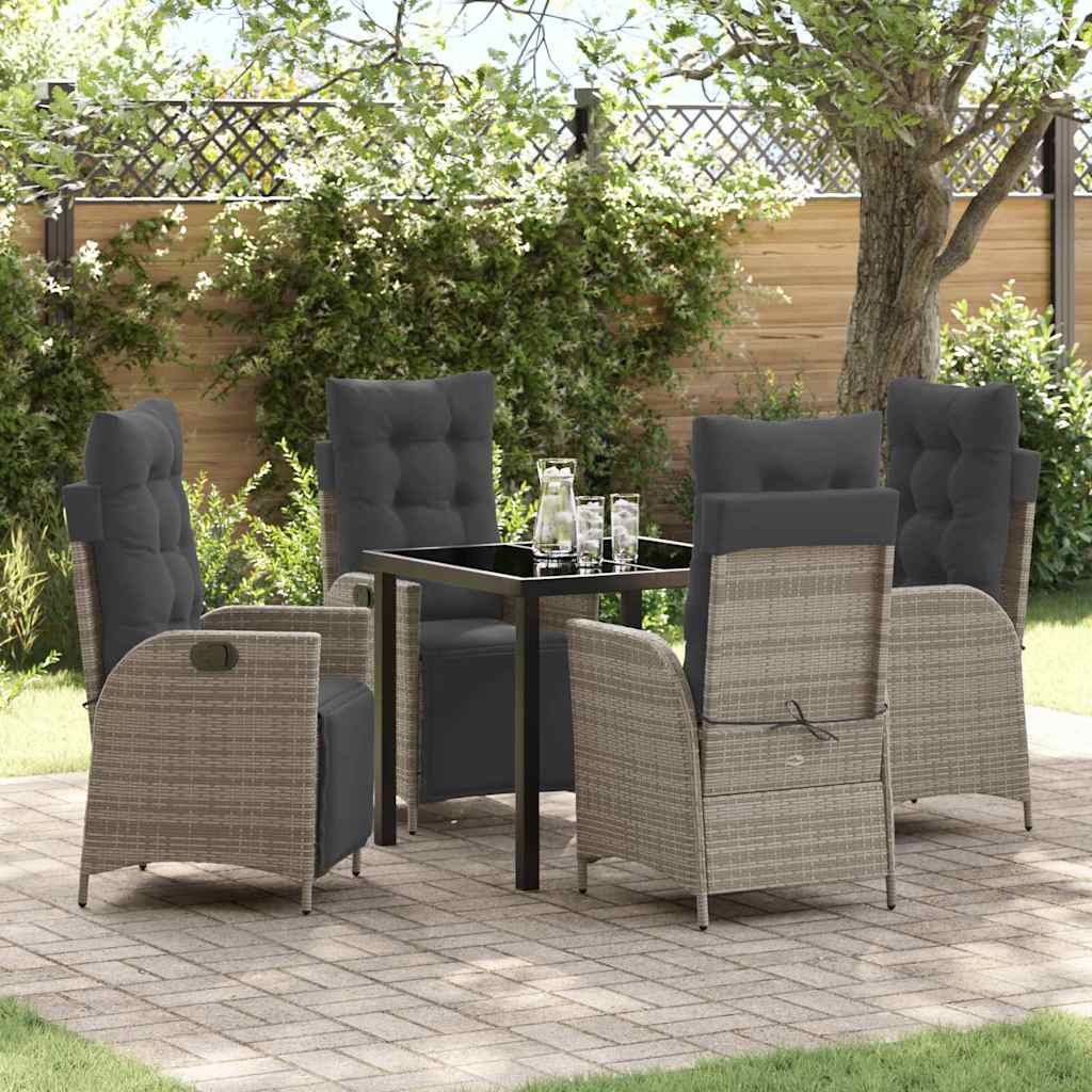 Ensemble de salle à manger pour jardin 5 pcs Gris polyrotin - XIOS