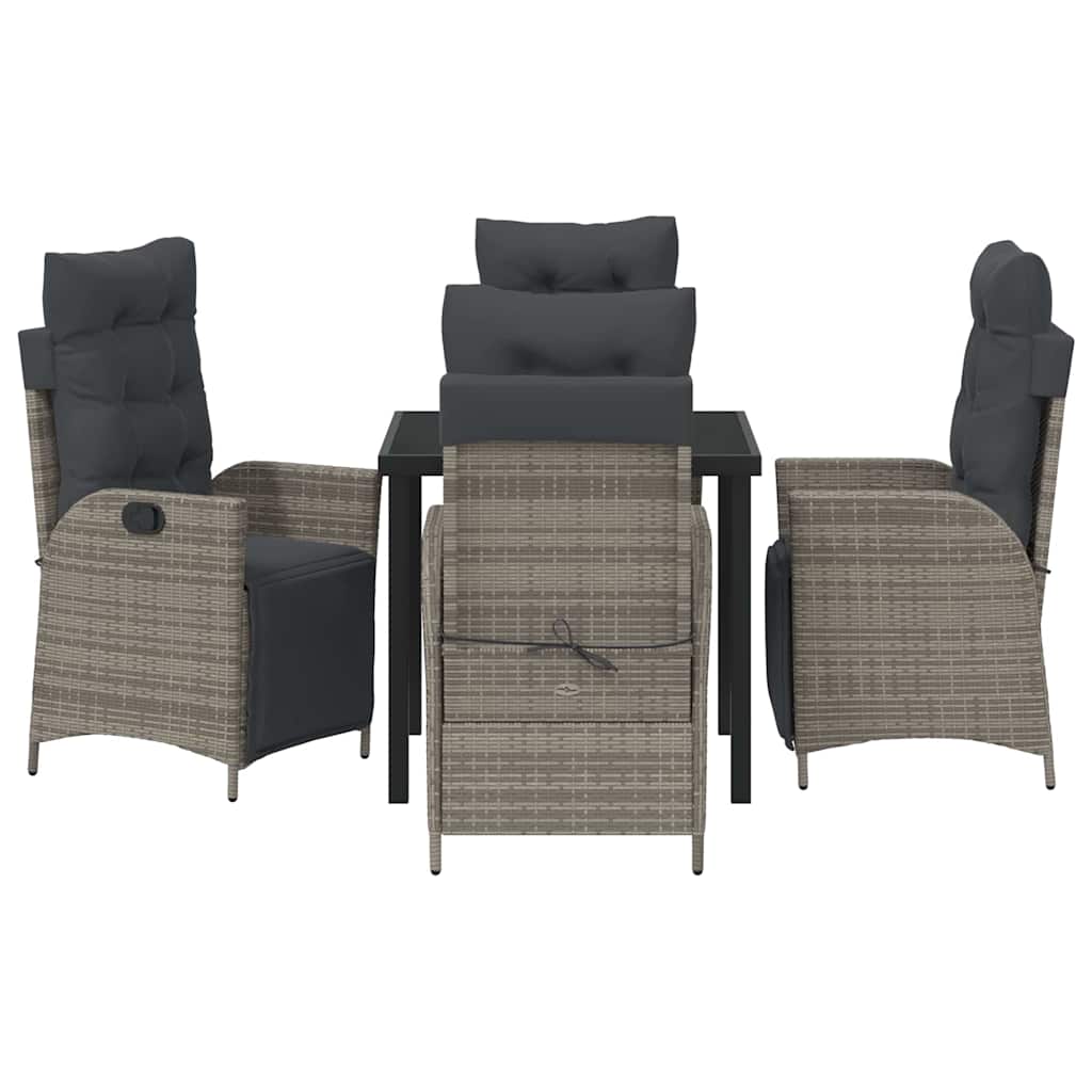 Ensemble de salle à manger pour jardin 5 pcs Gris polyrotin - XIOS