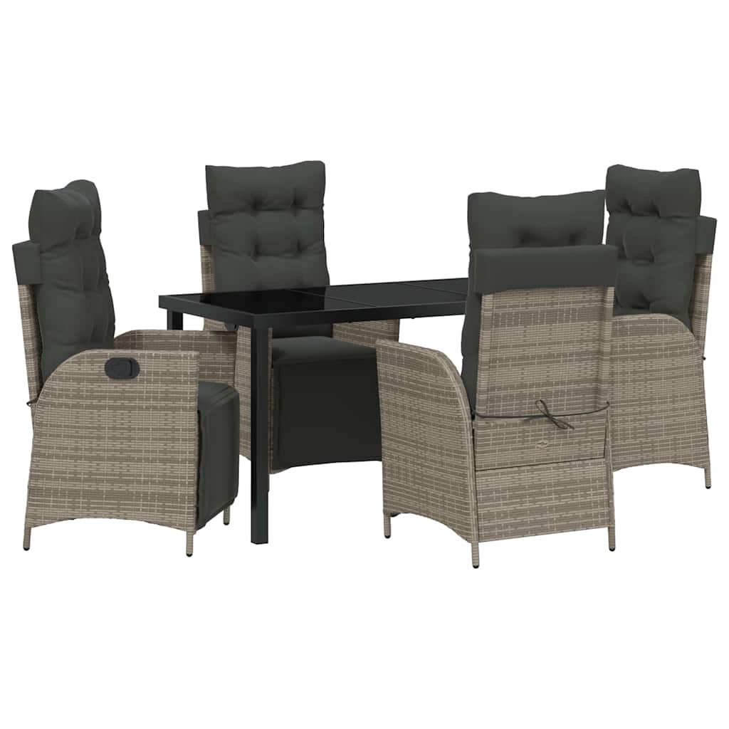 Ensemble de salle à manger pour jardin 5 pcs Gris polyrotin - XIOS