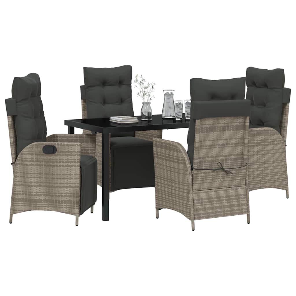 Ensemble de salle à manger pour jardin 5 pcs Gris polyrotin - XIOS