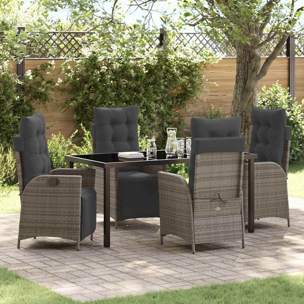 Ensemble de salle à manger pour jardin 5 pcs Gris polyrotin - XIOS