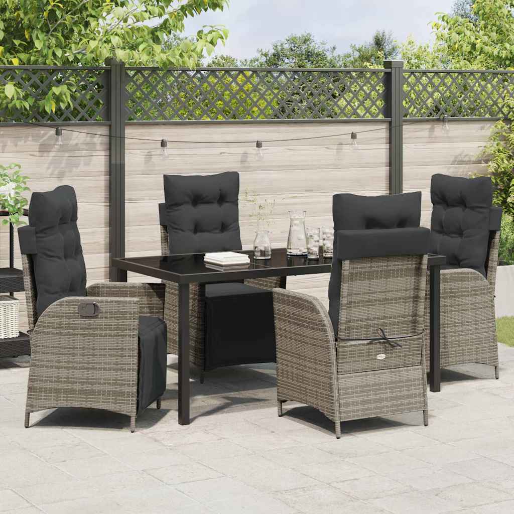 Ensemble de salle à manger pour jardin 5 pcs Gris polyrotin - XIOS