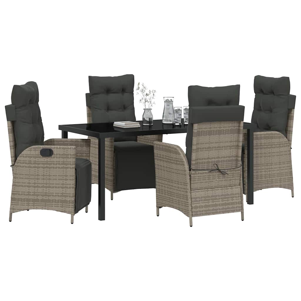 Ensemble de salle à manger pour jardin 5 pcs Gris polyrotin - XIOS