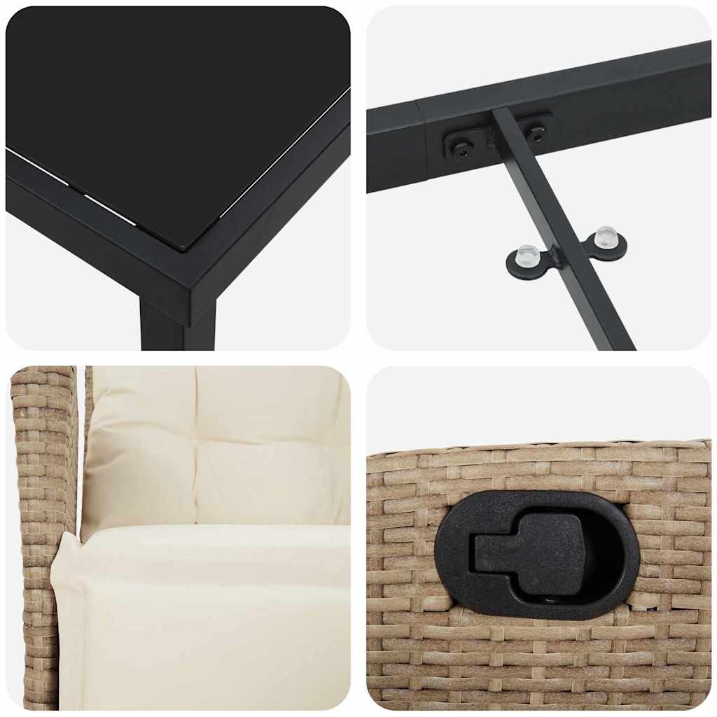 Ensemble de salle à manger pour jardin 3 pcs Beige polyrotin - XIOS