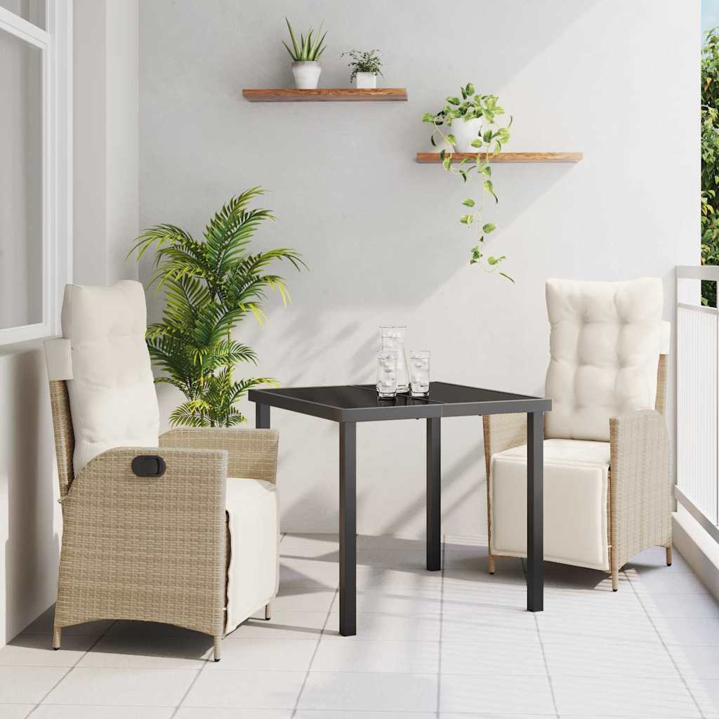 Ensemble de salle à manger pour jardin 3 pcs Beige polyrotin - XIOS
