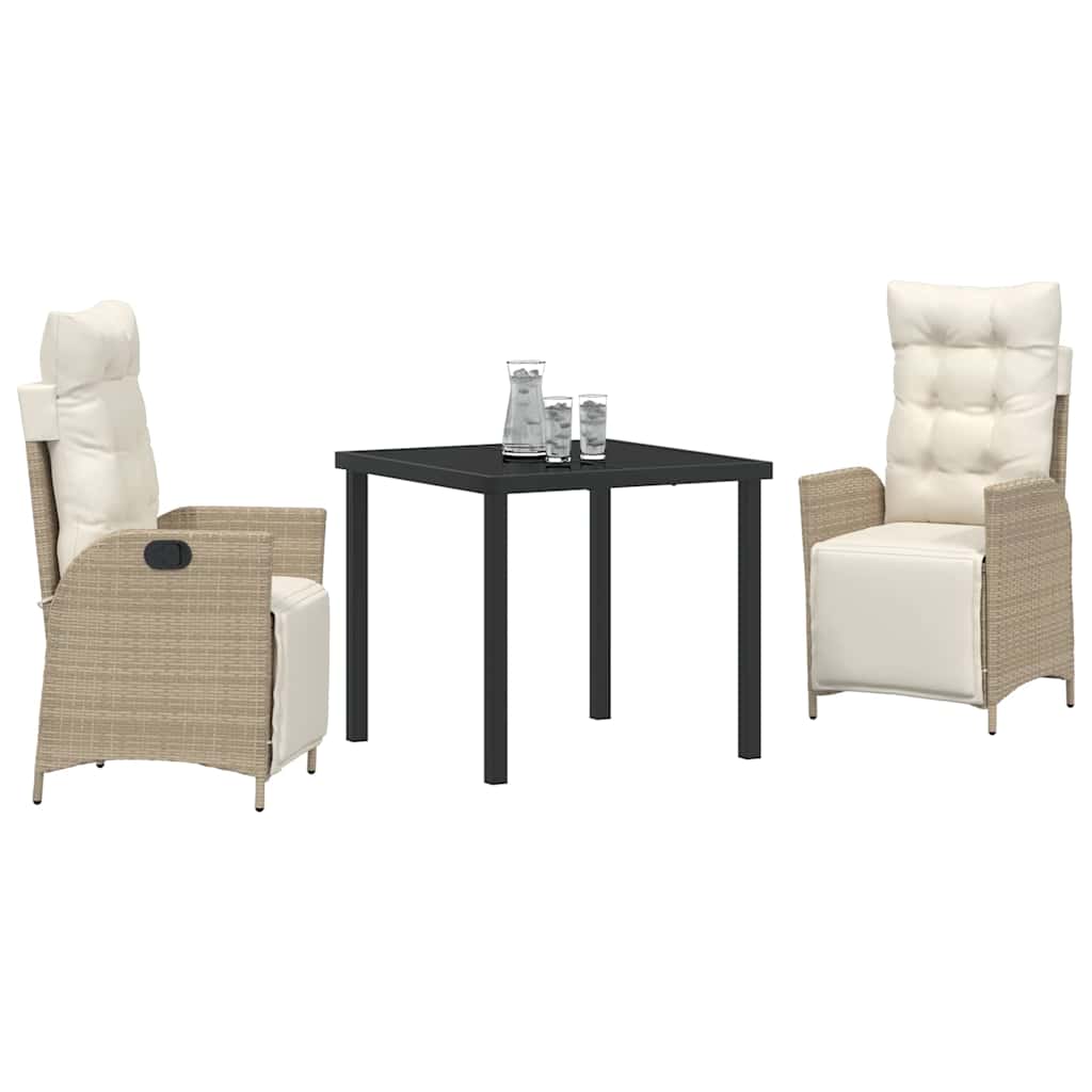 Ensemble de salle à manger pour jardin 3 pcs Beige polyrotin - XIOS