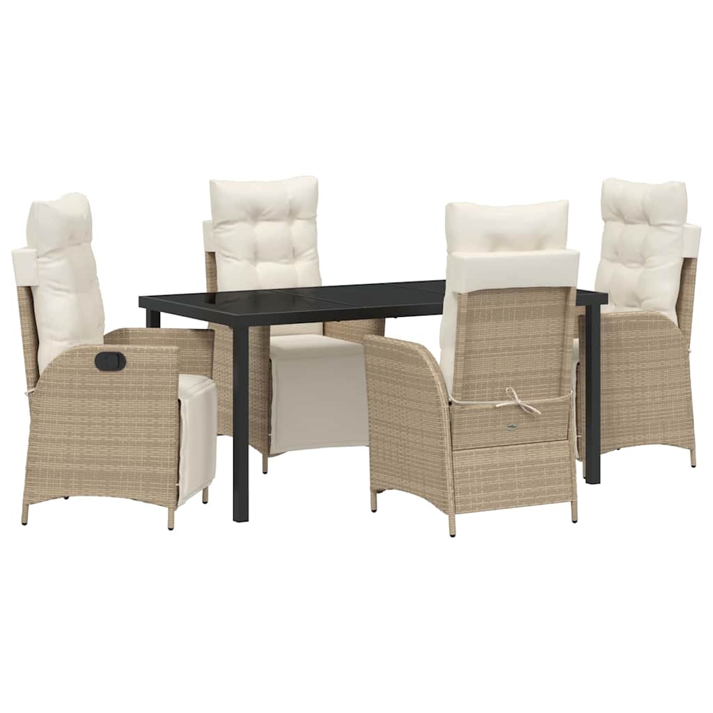 Ensemble de salle à manger pour jardin 5 pcs Beige polyrotin - XIOS