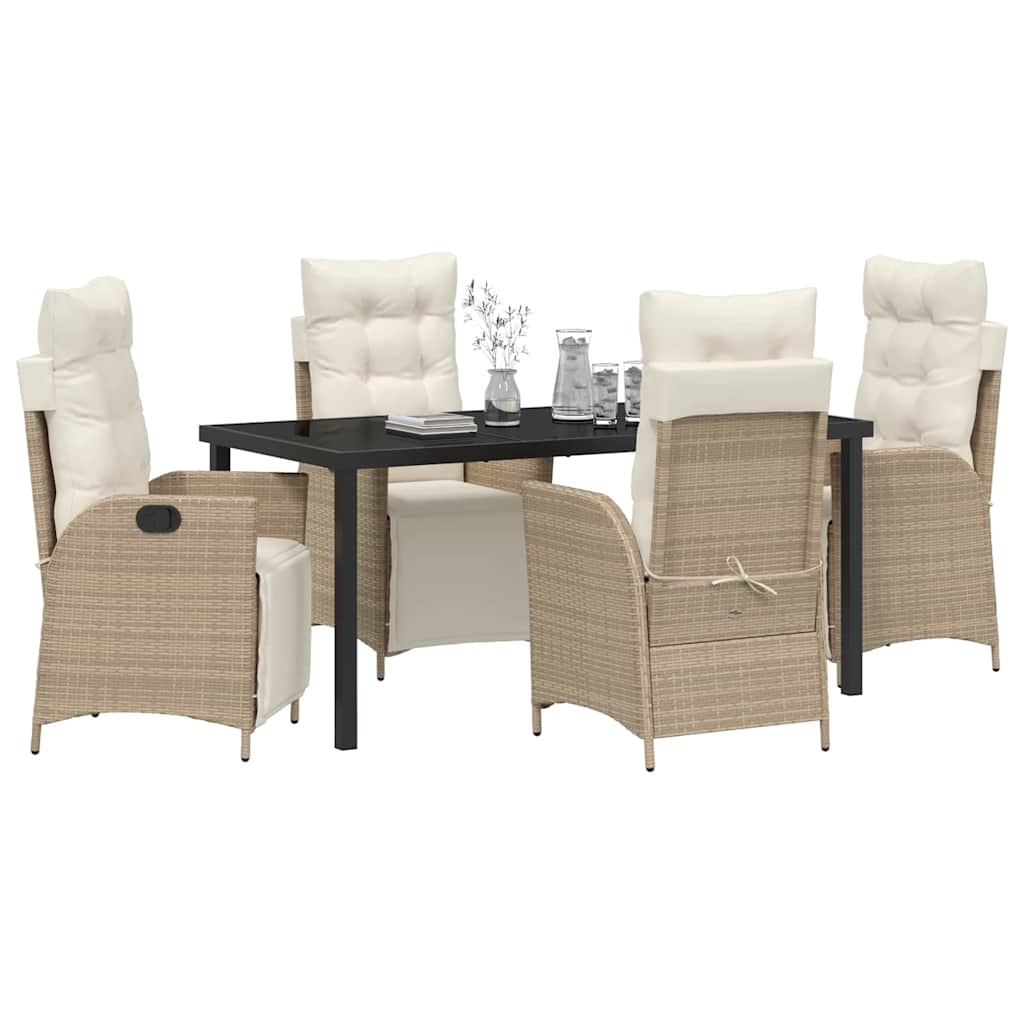 Ensemble de salle à manger pour jardin 5 pcs Beige polyrotin - XIOS
