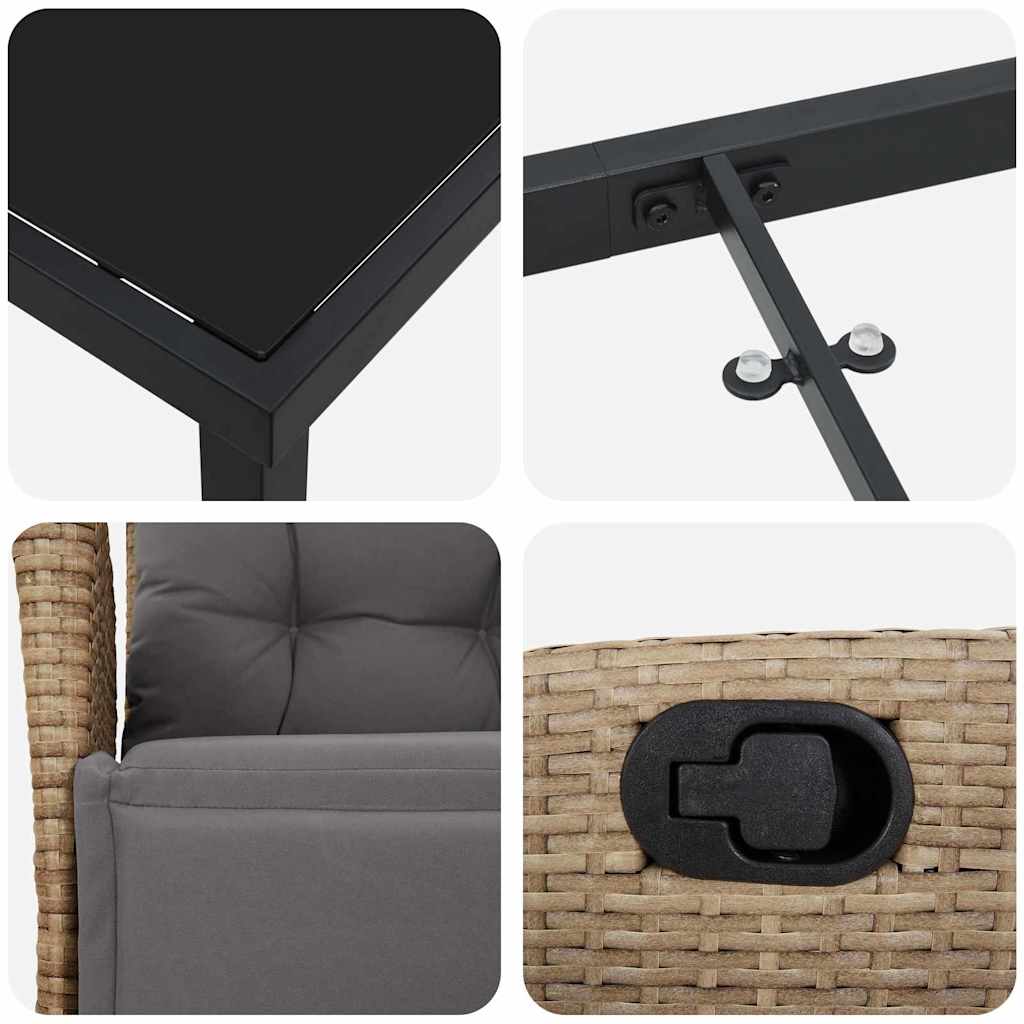 Ensemble de salle à manger pour jardin 5 pcs Beige polyrotin - XIOS