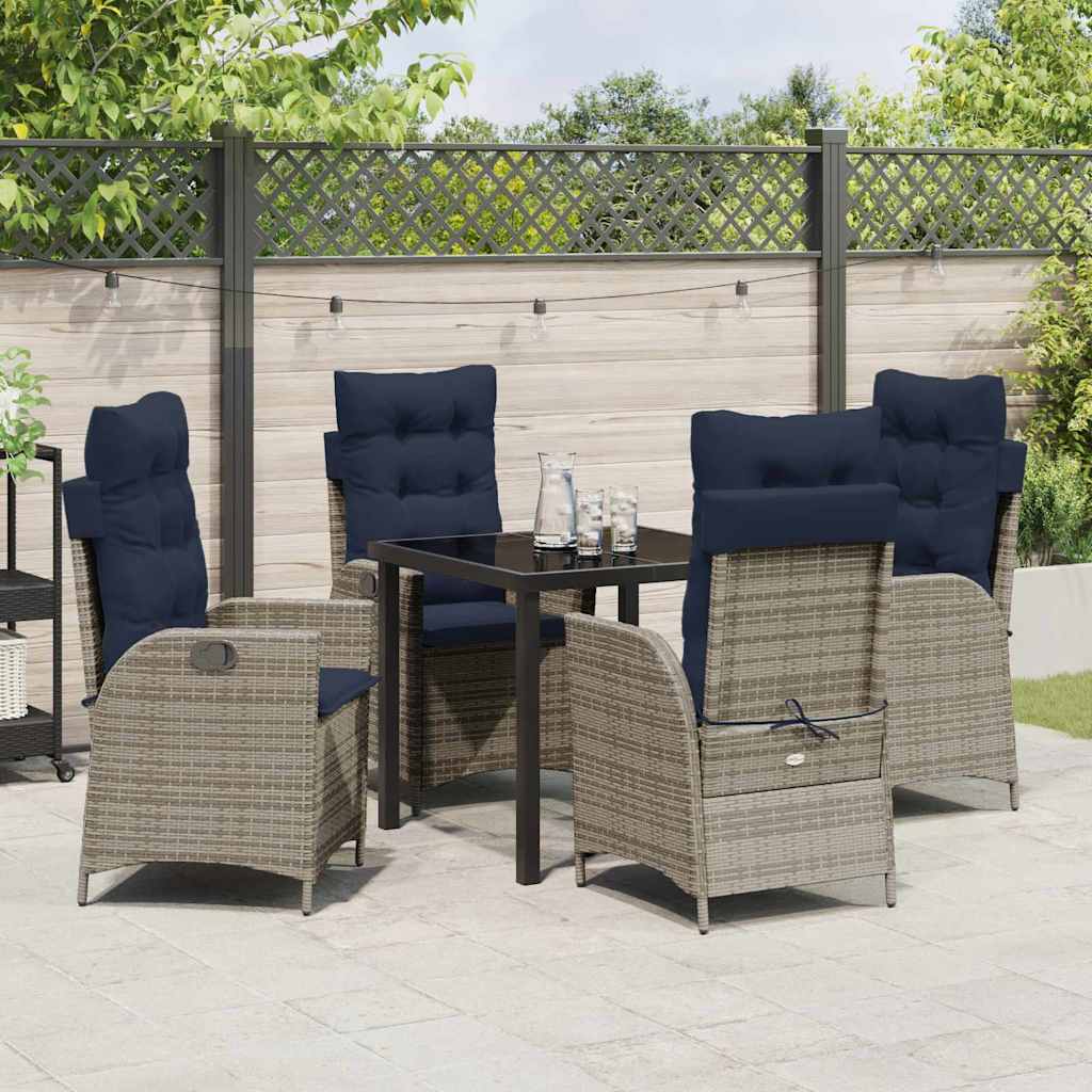 Ensemble de salle à manger pour jardin 5 pcs Gris et Noir Rotin - XIOS