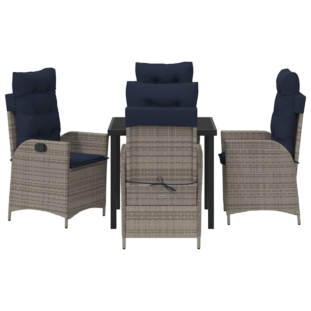 Ensemble de salle à manger pour jardin 5 pcs Gris et Noir Rotin - XIOS