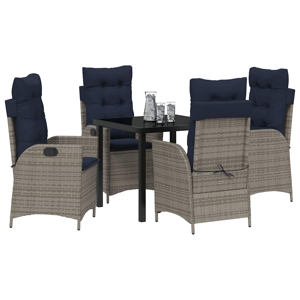 Ensemble de salle à manger pour jardin 5 pcs Gris et Noir Rotin - XIOS