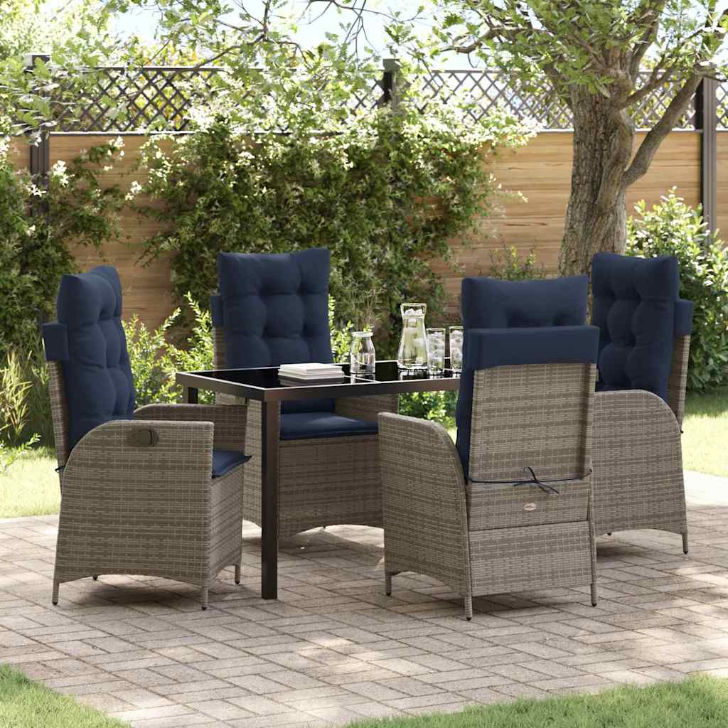 Ensemble de salle à manger pour jardin 5 pcs Gris et Noir Rotin - XIOS
